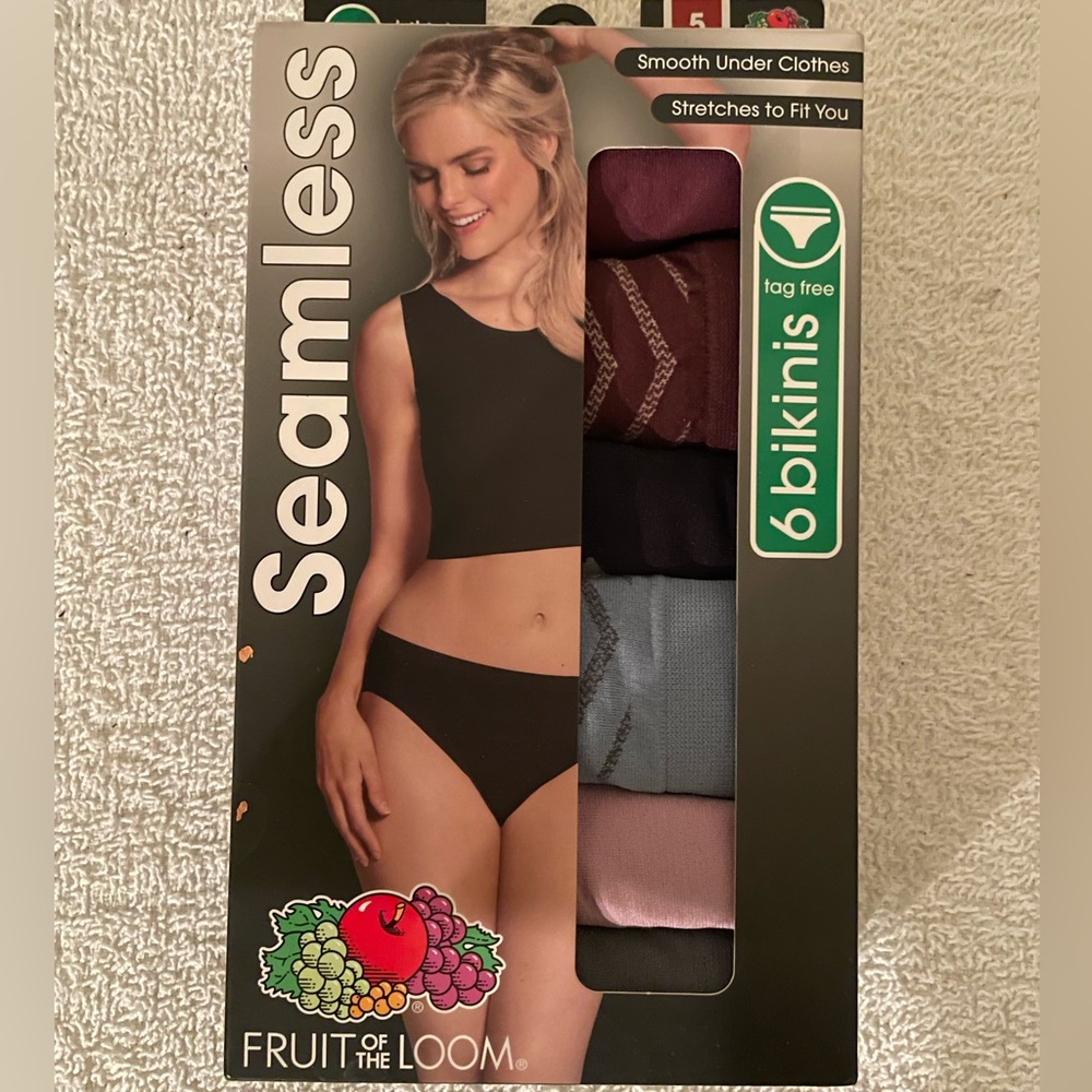 NEW- 6 Pack Fruit of the Loom Seamless Bikinis Tag Free Smooth Under Clothes